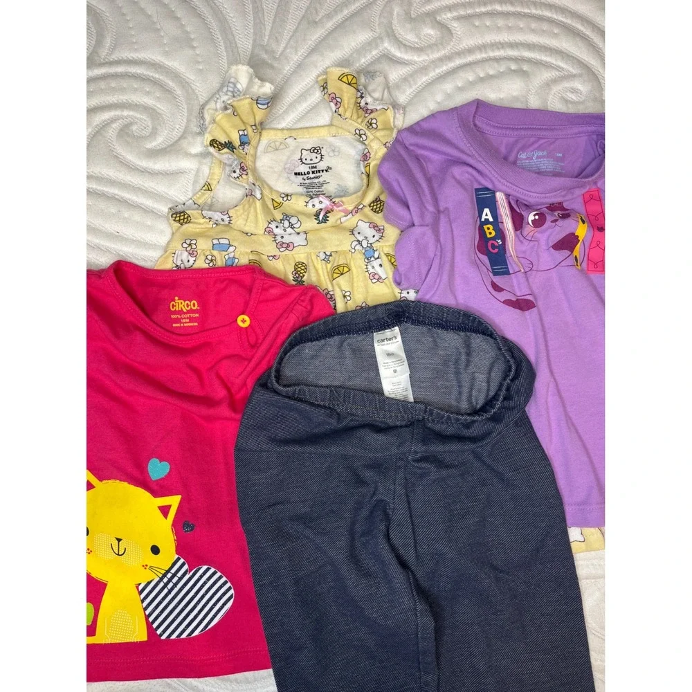 Toddler Girl 18M Kitty Cat Lot‎ 4pc Hello Kitty Dress Circo Cat & Jack Carters